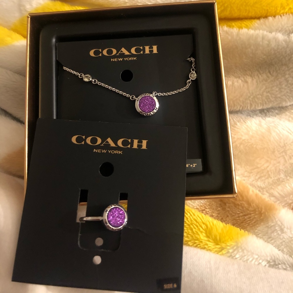 Coach Open Circle Necklace and Ring Set